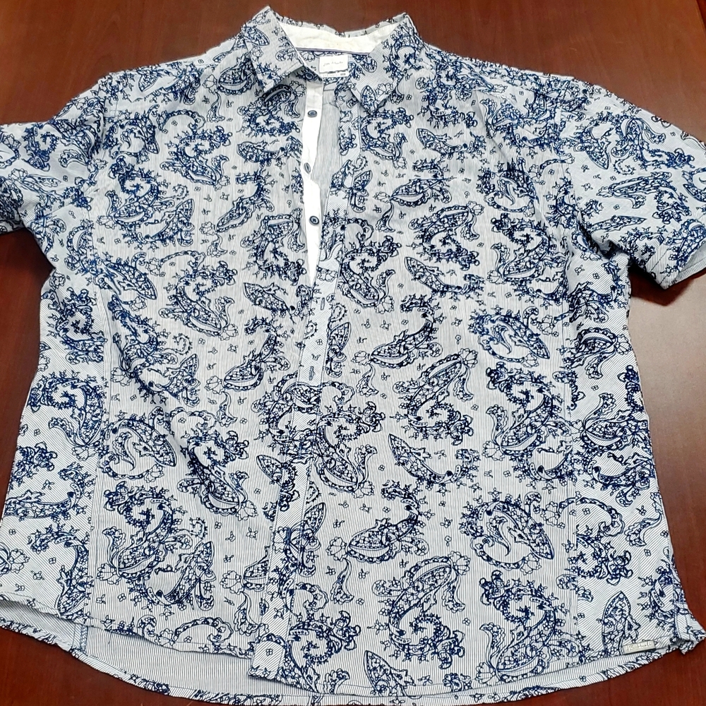 JB Holt Athletic Paisley XXL button down shirt black White